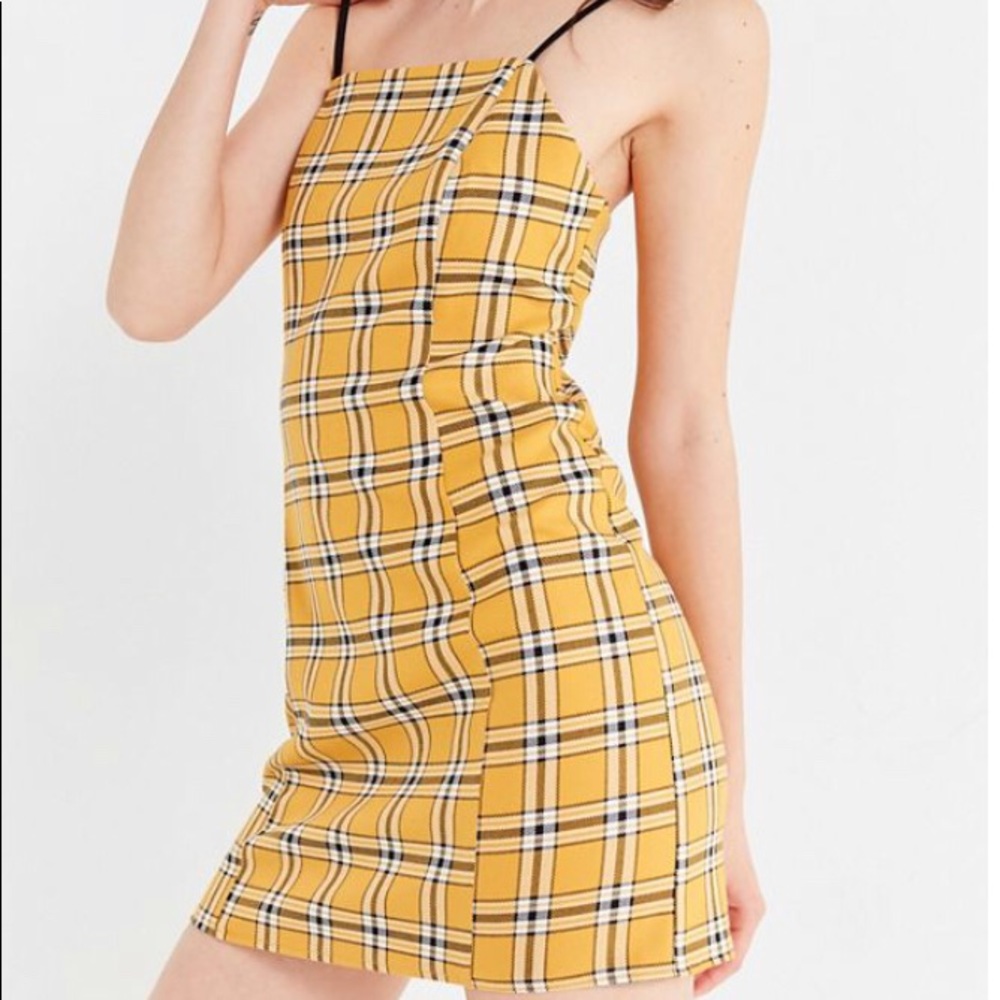 Yellow plaid urban outfitters dress